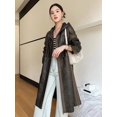 thumbnail image 4 of Gabardina de piel de oveja auténtica vintage para mujer, tendencia otoño invierno 2024, chaqueta larga de piel auténtica con capucha de alta gama, 4 of 5