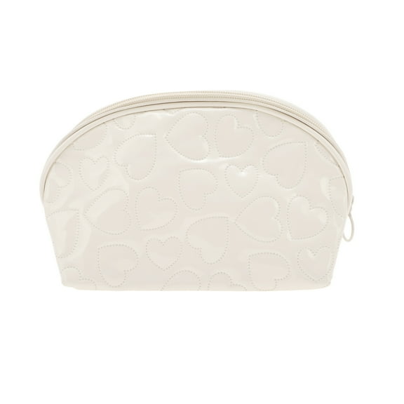 Unique Bargains 1 Pc Shell Shape Heart Makeup Bag White PU