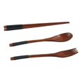 thumbnail image 2 of 3PCS Wooden Flatware Set Wooden Portable Set Chopsticks Spoon Fork Tableware Ravel Dinnerware Suit Environmental Pack Gifts Set, 2 of 10