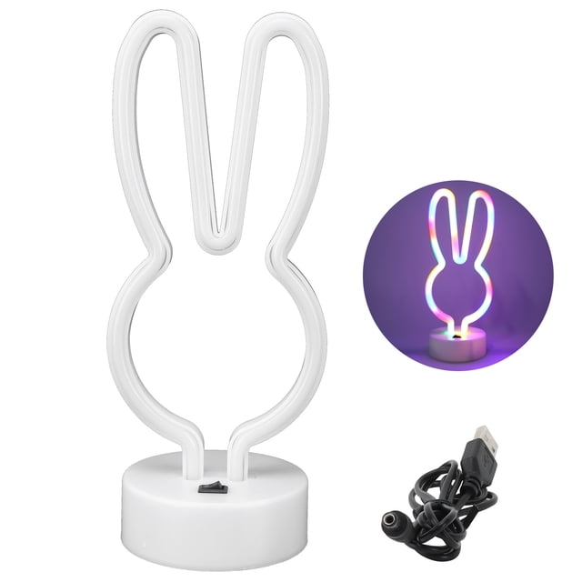 Luz de neón, lámpara de cabecera con luz nocturna de neón LED con forma de conejo, rendimiento inigualable Jadeshay A