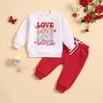 thumbnail image 2 of Gerichy Toddler Kids Baby Boy Fall Outfits Valentine's Day Letter Print Long Sleeve Tops Pants Winter Clothes Sets Kids Valentine's Day Pullover Bottoms Set Outfits 2PCS Tracksuit, 2 of 6