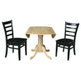 thumbnail image 5 of International Concepts Solid Wood 3-Piece Dining Set with 42 in. Dual Drop Leaf Table and 2 Ladder Back Dining Chairs in Natural/Black, 5 of 8