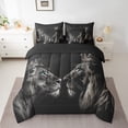thumbnail image 2 of Manfei Couple Lion Bedding Twin Size, 3D Animals Bedding Sets Twin Size, Romantic Valentines Day Reversible Comforter Sets with Sheets, Super Cozy Room Decoration, 7 Pieces, 2 of 6