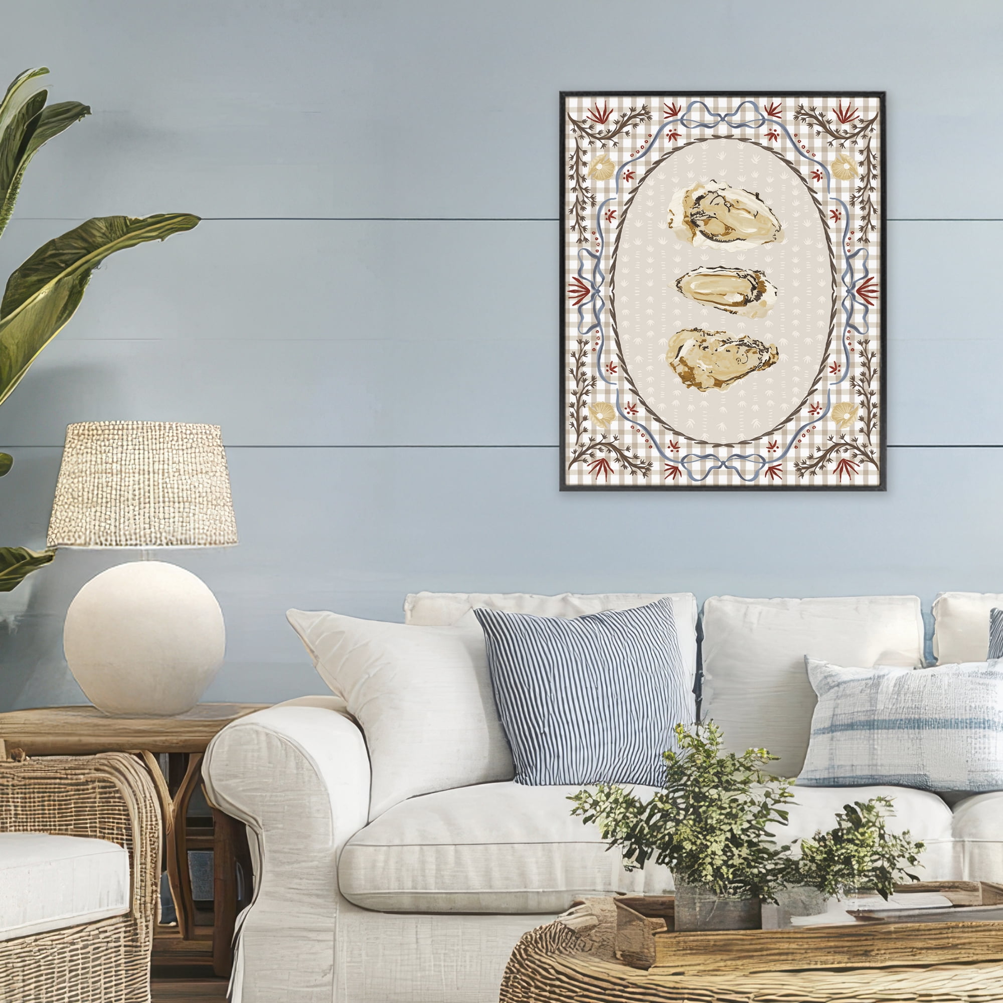 Stupell Industries Vintage Oyster Trio Black Framed Giclee Art, design by Vero Illustrates