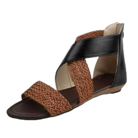 

Catinbow Wedge Sandals Open Toe Mid Heel PU Breathable Shoes