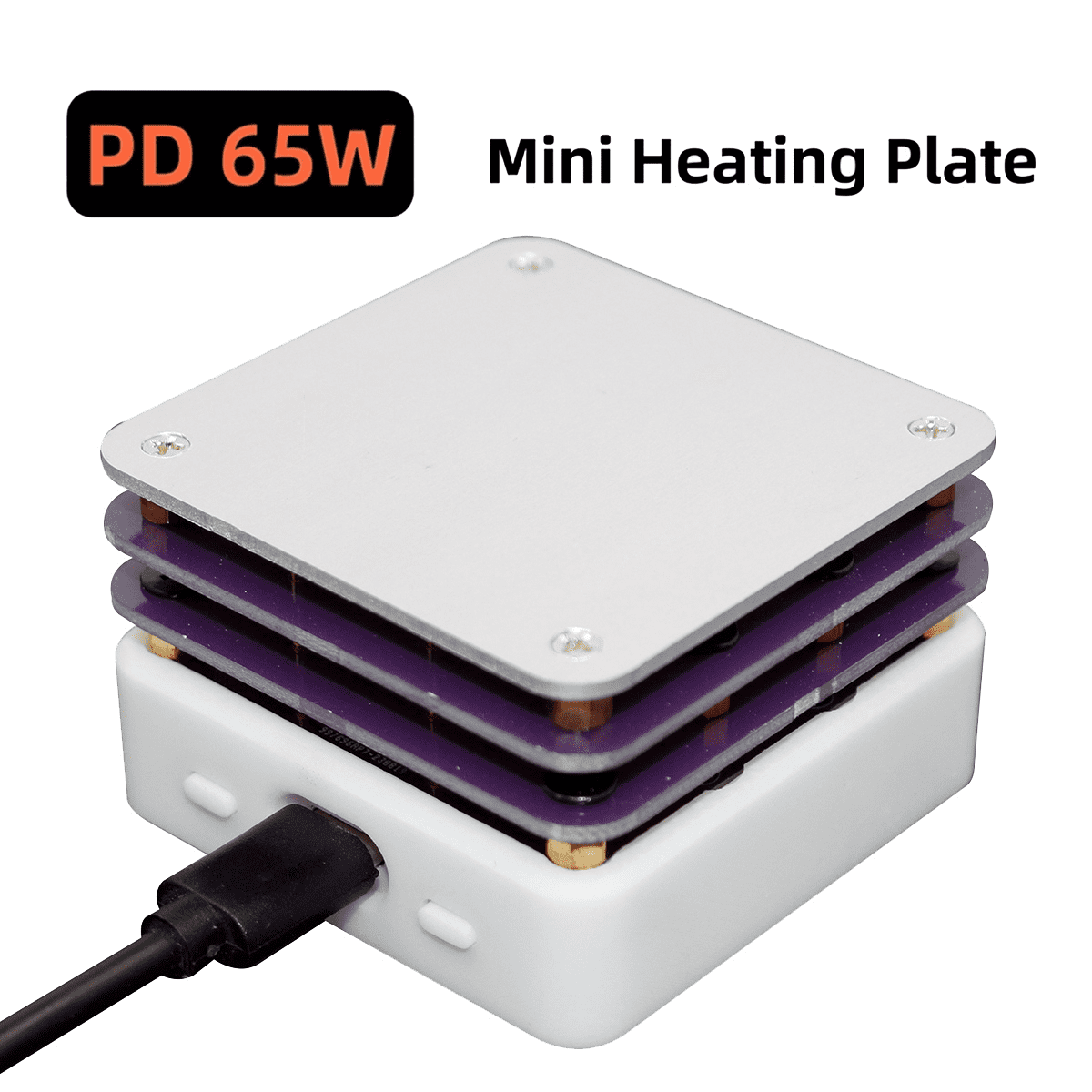 PD 65W Mini Hot Plate Preheater LED Display PCB Board Soldering Heating Plate Preheating Platform Repair Tools-B,1 x Hot Plate Preheater 3 x Clean Sponge 1 x Soldering Iron Bracket,White