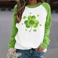 thumbnail image 2 of Women's St Patricks Day Plus Size Sweatshirt Long Sleeve Festival Print Color Block Crewneck Loose Casual Tops (4XL, Green), 2 of 5