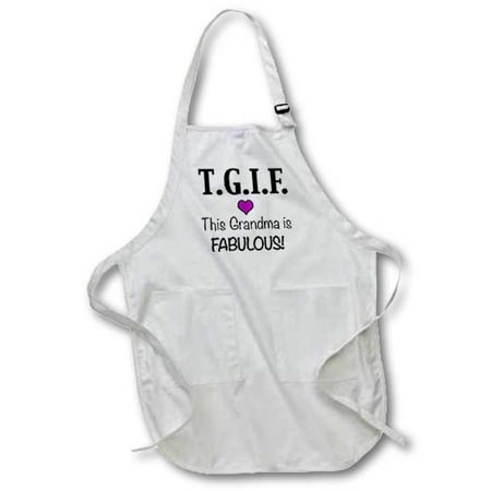 

3dRose TGIF This Grandma is Fabulous Purple Medium Length Apron 22 by 24-inch With Pouch Pockets