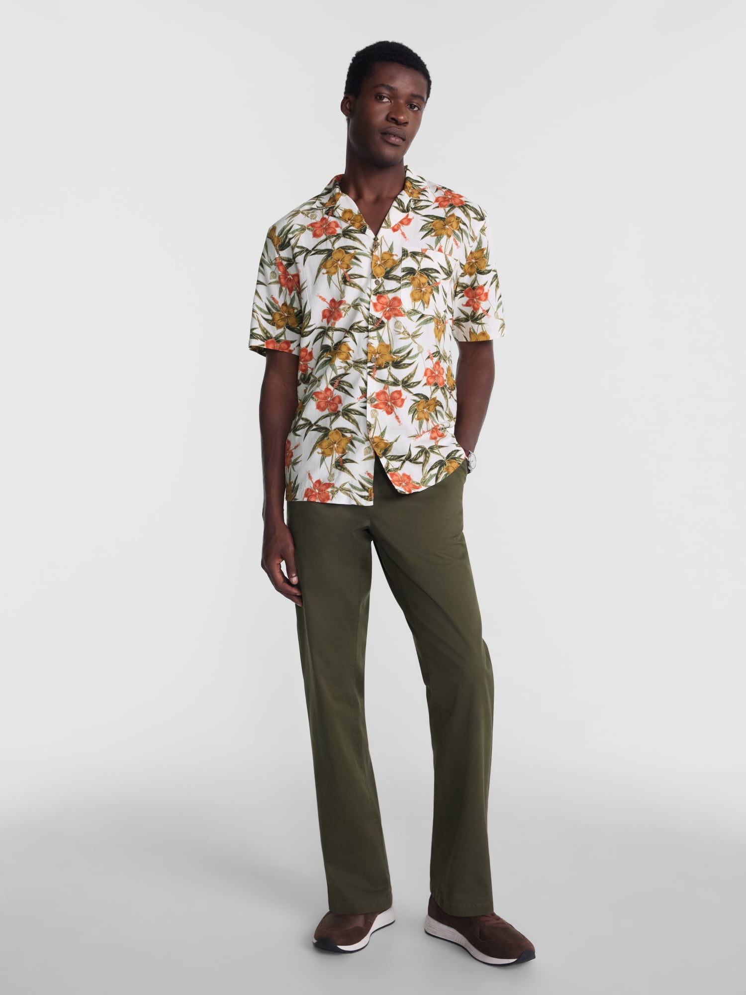 George Men's Linen Blend Holiday Camp Shirt, Sizes XS-3XL, LT-4XLT, 2XB-6XB