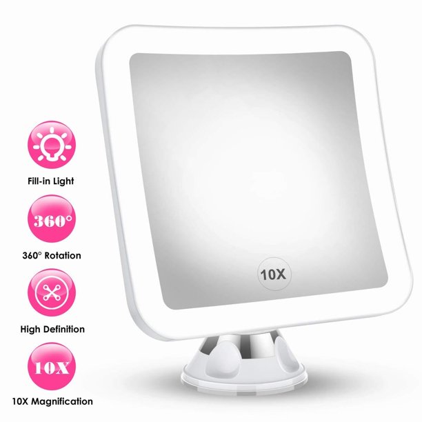 MTORED 10x Magnifying Lighted Makeup Mirror with Natural White LED