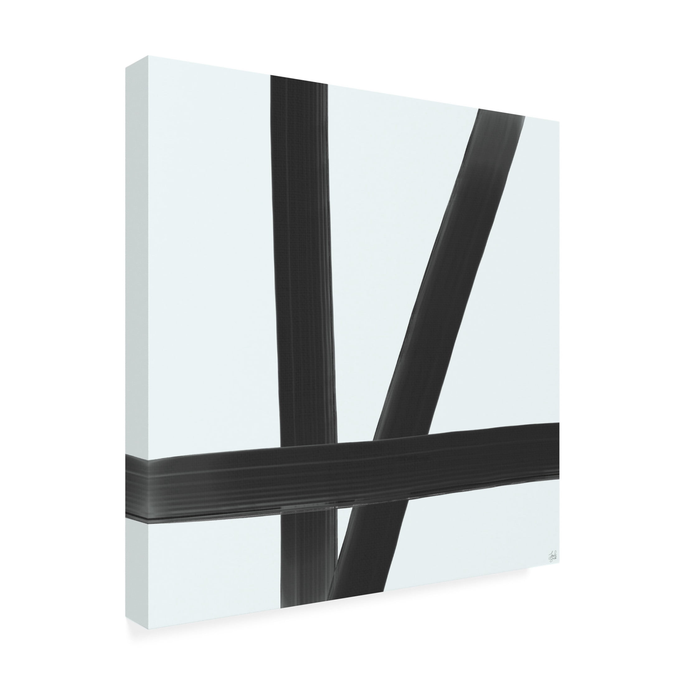 Canvas Wall Art - Line and Brush 'Three Brushed Lines 2' Wall Art for Living Room, Bedroom, or Office Décor by Trademark Fine Art - 24 x 24 Inches