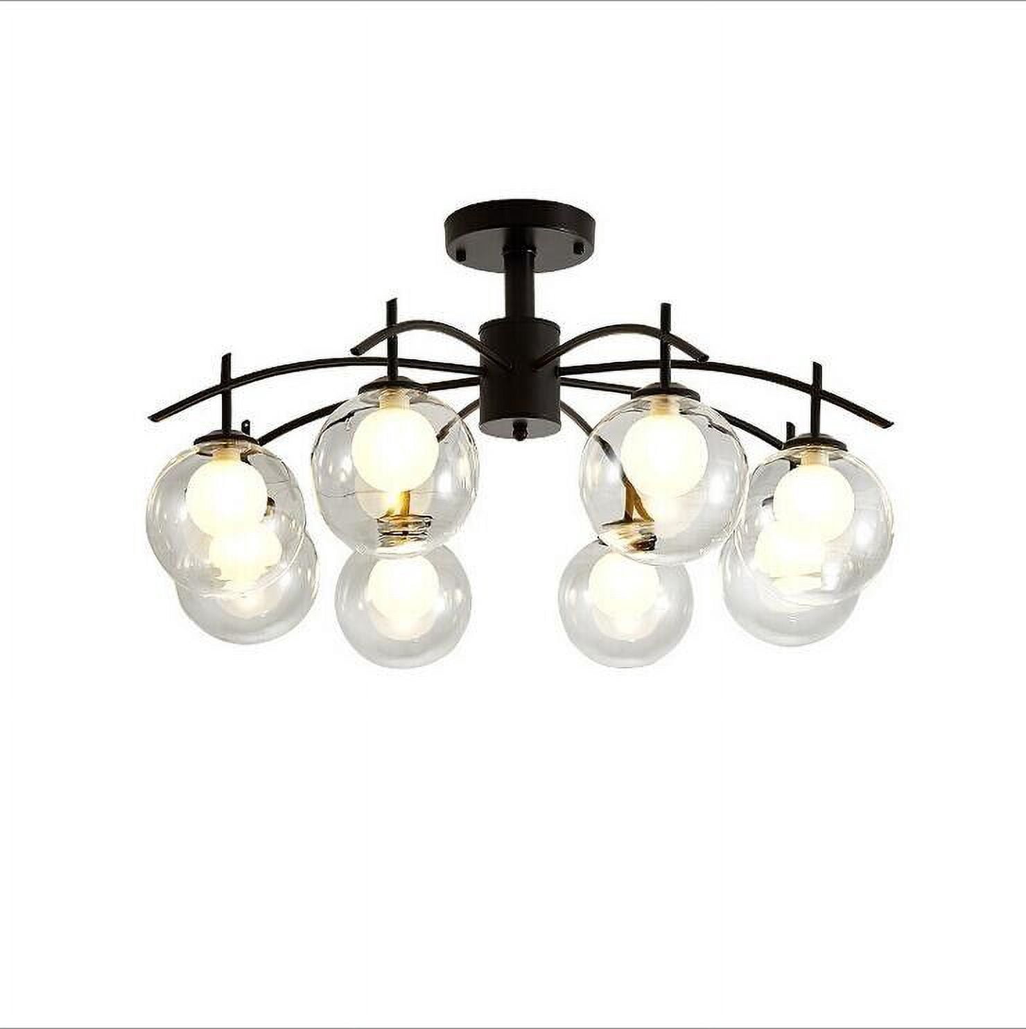KPIBEST 8 Light Glass Globe Sputnik Chandelier Modern Black Pendant Ceiling Light Fixture G9 Base