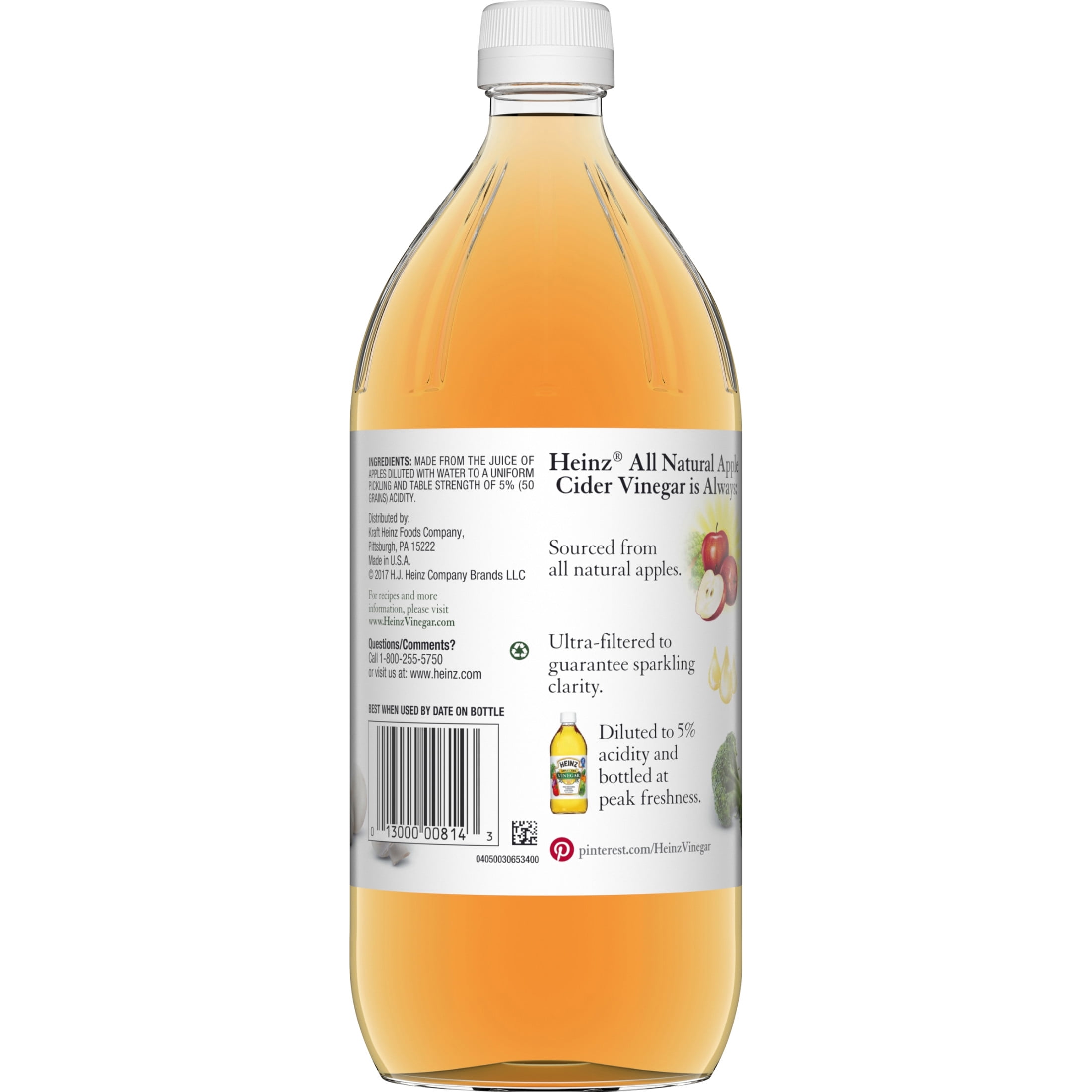 (2 pack) Heinz All Natural Apple Cider Vinegar with 5% Acidity , 32 fl oz Bottle