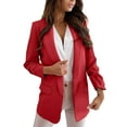 thumbnail image 1 of Women Workoffice Suit Button Down Fitted Outwear Solid Color Blazer V Neck Cardigan Pockets Professional Overcoat Single Breasted Fashion Jacket, 1 of 4