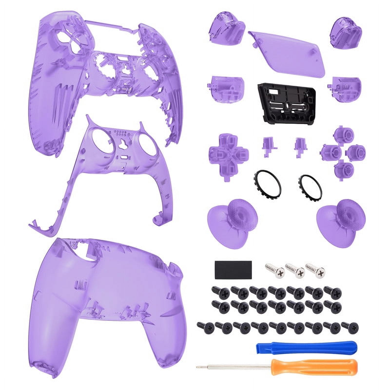 eXtremeRate Clear Atomic Purple Replacement Full Set Housing w/Buttons Touchpad Cover for ps5 Controlle