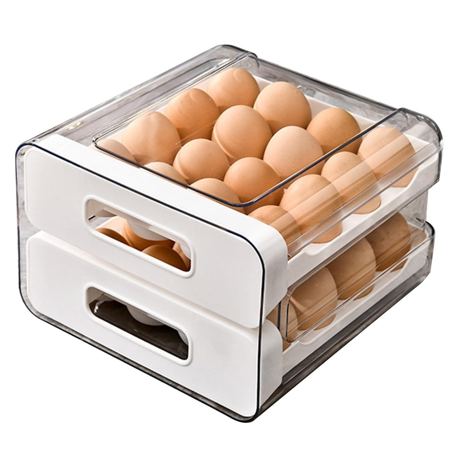 Egg Organizer Case Refrigerator Rack Storage Box Container With Lid Large Capacity Layer Transparent Design Stackable Tray High-quality