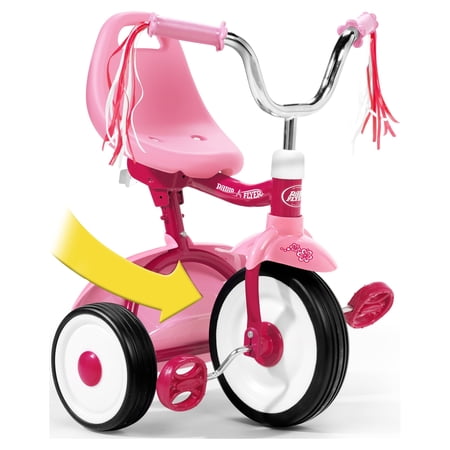 RADIO FLYER, READY TO RIDE FOLDING TRIKE, FULLY ASSEMBLED, PINK, BEGINNER TRICYCLE FOR KIDS, GIRLS 1.5 – 3 YEARS
