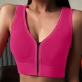 thumbnail image 4 of Wyobmus Womens Workout Bras Wireless Racerback Sports Bra V Neck Yoga Bra Padded Crop Top With Zip Hot Pink, 4 of 6