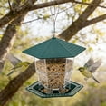 thumbnail image 3 of Mesh Tube Bird Feeders,Wild Bird Feeder for Sunflower s or Mealworm,Large Tray Weatherproof Roof for Outdoors Hanging Plastic, 3 of 4