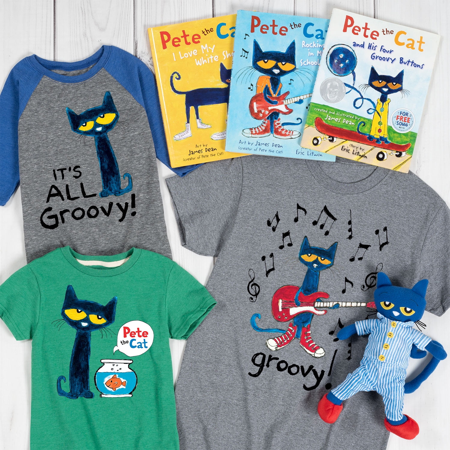 Pete The Cat  With Coffee Adult Short Sleeve Tee 