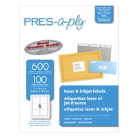 PRES-a-ply Permanent-Adhesive Shipping Labels For Laser and Inkjet Printers, 3-1/3 x 4 Inches, White, Box of 600