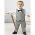 thumbnail image 2 of CARETOO Baby Boy Clothes 3-24M Toddler Formal Cotton Fabric Shirt Pants Bow Tie Waistcoat 4pcs Set, 2 of 8