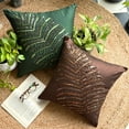 thumbnail image 6 of Pillow Cover, 22x22 inch (55x55 cm) Pillow Cover, Brown Pillows Cover, Sequins Leaf Tropical Theme Pillows Cover, Art Silk Square Throw Pillow Covers, Floral - Brown Leaf, 6 of 10