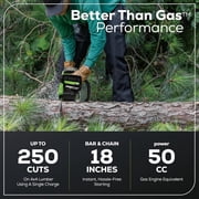 Greenworks 80V 18 Brushless Cordless Chainsaw (Great For Tree Felling, Limbing, Pruning, and Firewood), 75+ Compatible Tools, 4.0Ah Battery and Charger Included