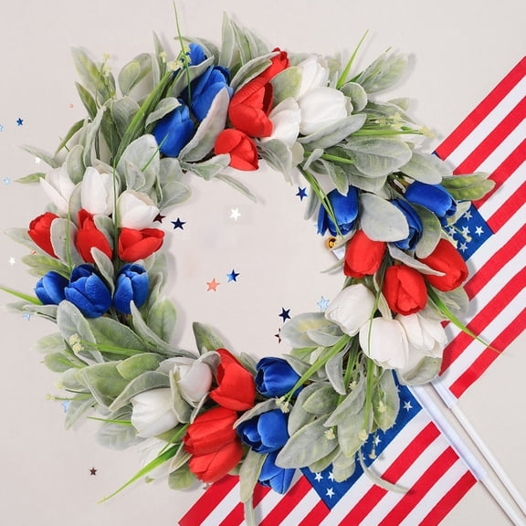 Nkmbld 250th Anniversary Patriotic Wreath, Independence Day Artificial Wreath Decor, Spring Door Wreath for Veterans Day, Memorial Day Indoor Outdoor Decor
