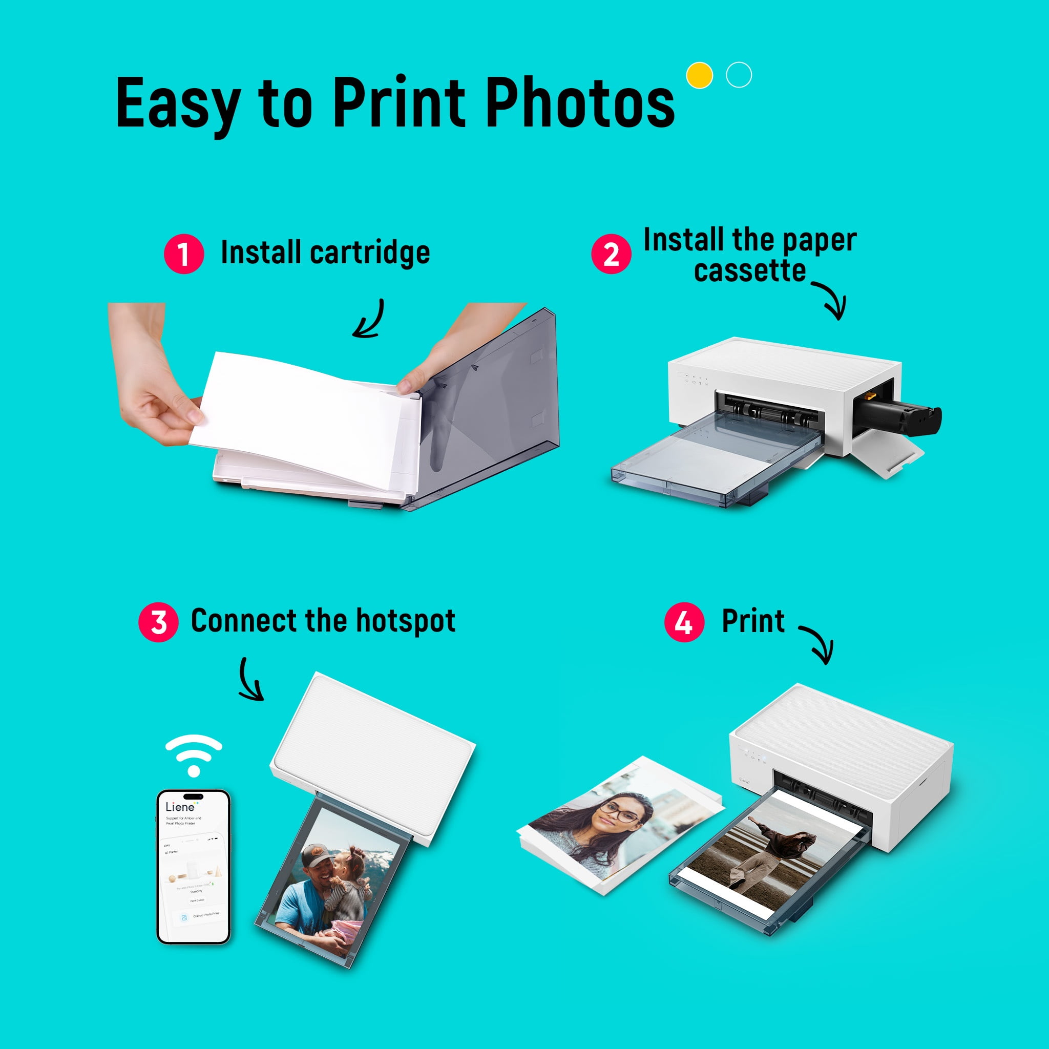 Liene Amber M100 4"X6" Photo Printer US Plug-With 20 Sheets & Ink Cartridge