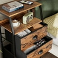 Furnulem Vertical Storage Dressers with 5 Fabric Drawers for Bedroom, Living Room, Wooden Side