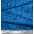 thumbnail image 2 of Soimoi Blue Rayon Fabric Curry Leaves Printed Fabric 1 Yard 58 Inch Wide, 2 of 3