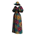 thumbnail image 3 of BintaRealwax African Print Dresses for Women Puff Sleeve Maxi Dashiki Smocked Dress with Hat, 3 of 3