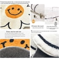 thumbnail image 4 of Alfombra redonda de cachemira sintética con sonrisa de girasol para el hogar, sala de estar, sofá, 4 of 5