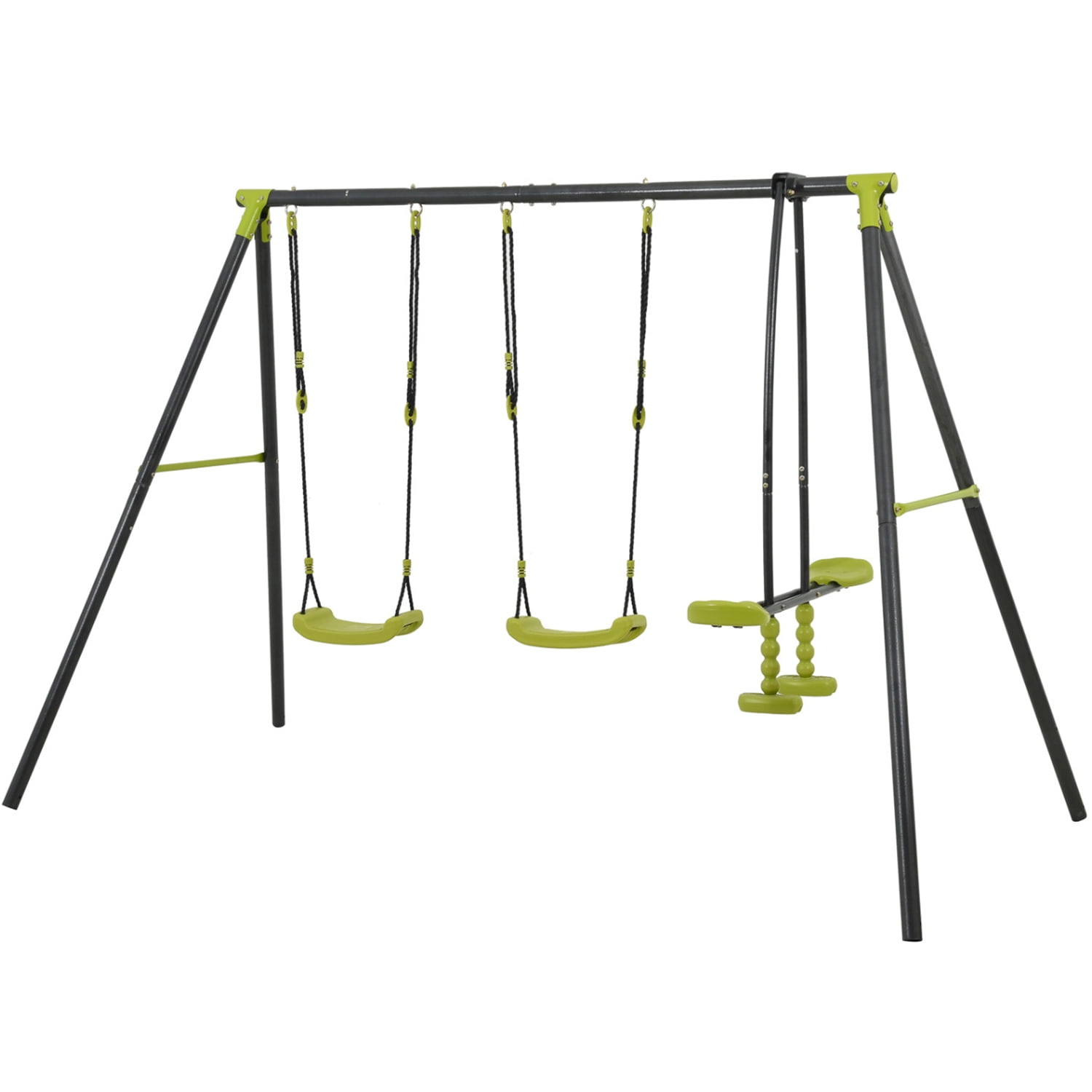 iRerts Metal Swing Set, 3 in 1 Outdoor Swing Set for Kids Boys Girls