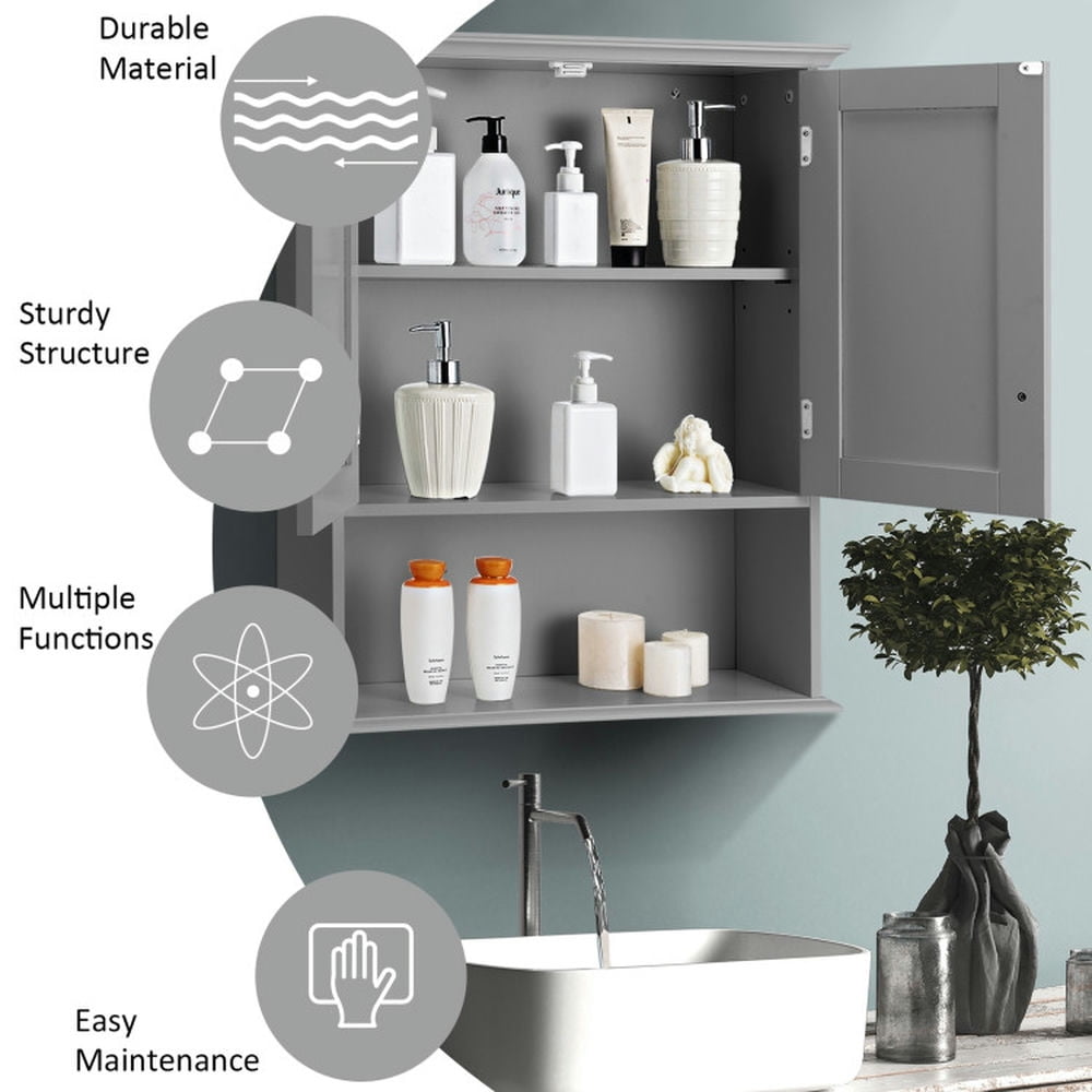 Finihen Bathroom Wall Cabinet, Wall Mounted Bathroom Cabinet, Medicine Cabinet, Wall Mount Bathroom Storage Cabinet, for Kitchen Entryway Bathroom, Gray Finihen Bathroom Wall Cabinet, Wall Mounted Bathroom Cabinet, Medicine Cabinet, Wall Mount Bathroom Storage Cabinet, for Kitchen Entryway Bathroom, Gray