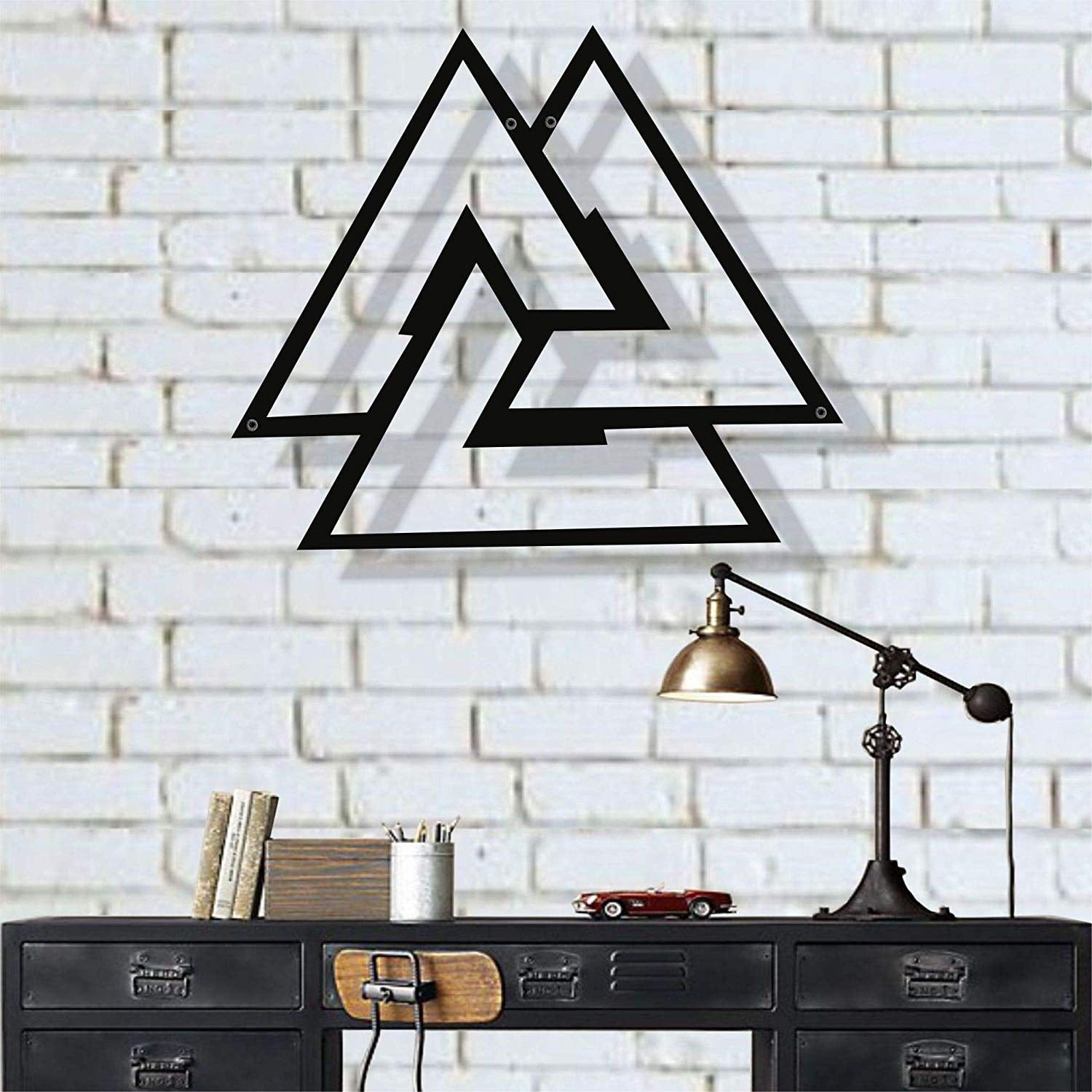 LaModaHome Metal Wall Art, Metal Valknut Decor, Nordic Mythology