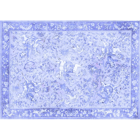 Ahgly Company Machine Washable Indoor Rectangle Animal Blue Traditional Area Rugs, 3' x 5'