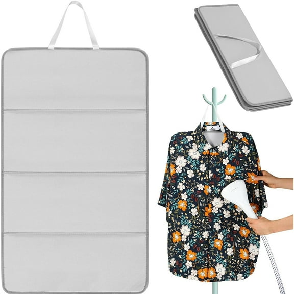 Tutuviw Foldable Steam Board for Clothes Stand for Steaming Clothes Hanging Steam Ironing Pad Portable Travel Steamer Pad Hanging Ironing Board for Home 26.8 x 16 inches (Gray)