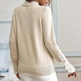 thumbnail image 5 of Sweaters for Women Ruffle Mock Neck Long Sleeve Button Knit Pullover Pullovers  S, 5 of 8
