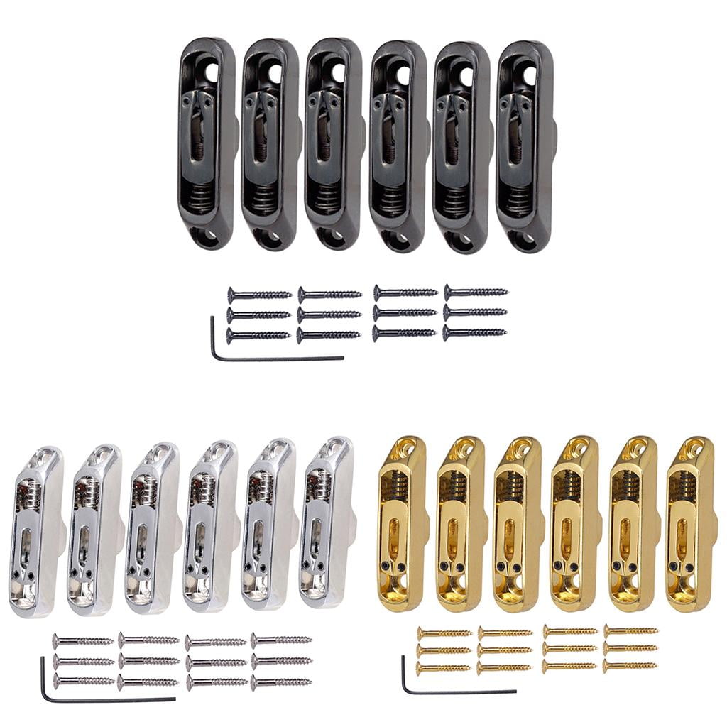 Dualoai 6 Pcs Single Individual Bridge Saddles Tailpiece Set for Electric Guitar Parts Black