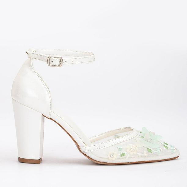 Ivy - Zapatos de boda con encaje floral 3D color marfil crema 25 CM