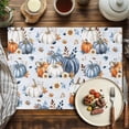 thumbnail image 4 of Thanksgiving Pumpkin Placemats Set of 4 Fall Sunflower Leaves Blue Texture Heat Insulated Linen Place Mats, Washable Stain-Proof Table Mats for Dining Tables Holiday Decor 13x19inch, 4 of 9