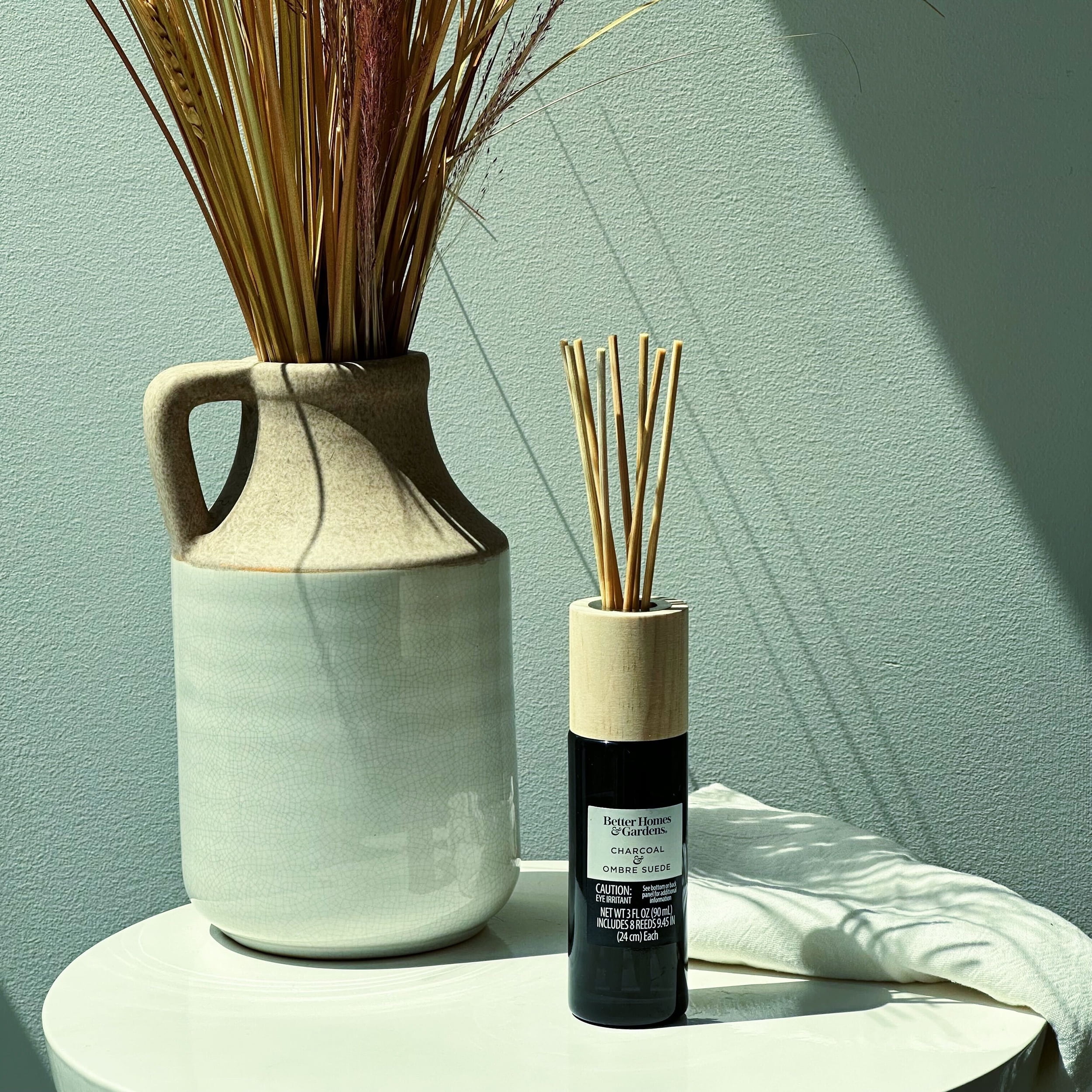 Better Homes & Gardens Charcoal & Ombre Suede Scented Reed Diffuser 3 Fl Oz (90 mL) with 8 Synthetic Reeds