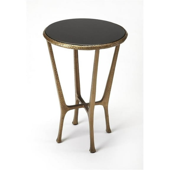 Beaumont Lane Metal Furniture Metal and Stone End Table in Gold