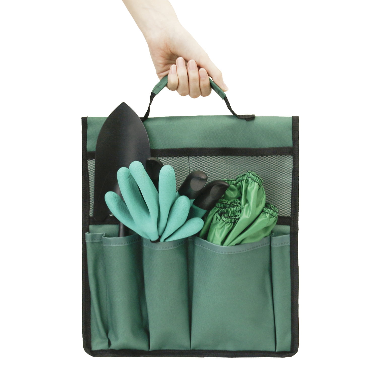 LNKOO Garden Kneeler Tool Bag Stool Pouch Seat Storage Tote Hanging Organizer, 600D Waterproof Portable for Outdoor Gardening, 12” x 13“Cart Storage Pouch Toolkit (Green, NOT Include Kneeler)
