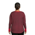 thumbnail image 4 of Terry & Sky Women’s Plus Size Henley Waffle Tee with Long Sleeves, 2- Pack, 4 of 5