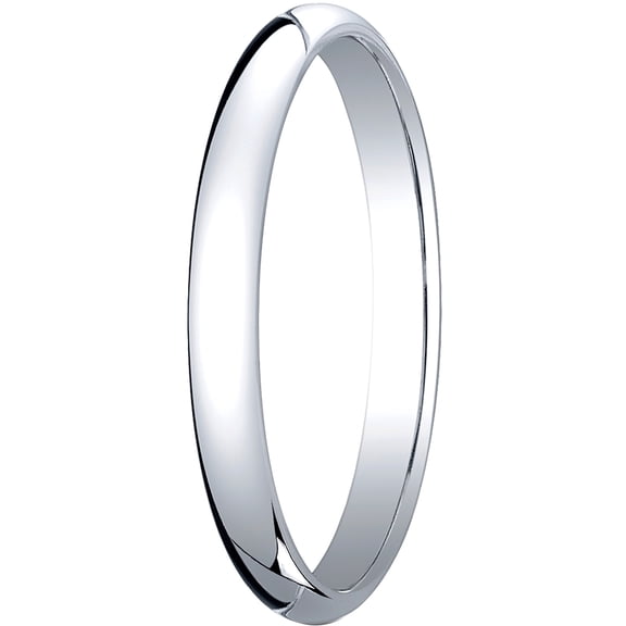 Mens 18K White Gold, 2.5mm Traditional Dome Oval Wedding Band (sz 7.5)