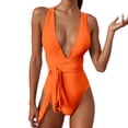 thumbnail image 1 of LUOGENLI Plus Size Swimsuit for Women 1-piece Tummy Control Women One Shoulder Swimsuit Bikini Swimsuit Irregular Solid Color Monokinis Swimsuit Orange Size XXL, 1 of 5