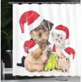 thumbnail image 4 of Ambesonne Animals Shower Curtain, Christmas Theme Pets, 69"Wx84"L, Multicolor, 4 of 5